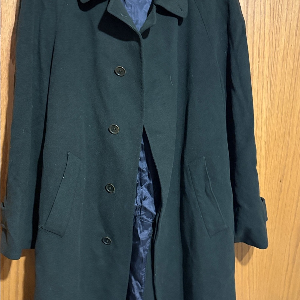 Saks Fifth Avenue Loro Piana fits men's L-XL olive green cashmere wool coat - Picture 6 of 12